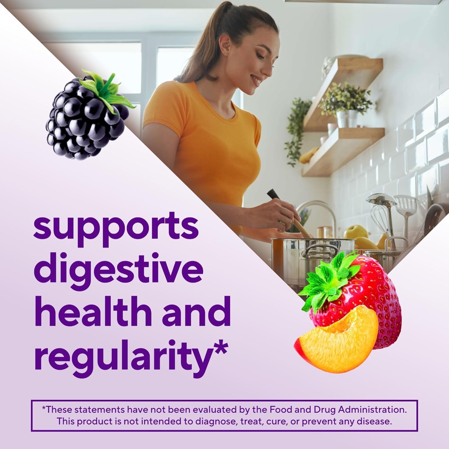 Fiber gummy vitamins support digestive health and regularity with delicious berry and fruit flavors.