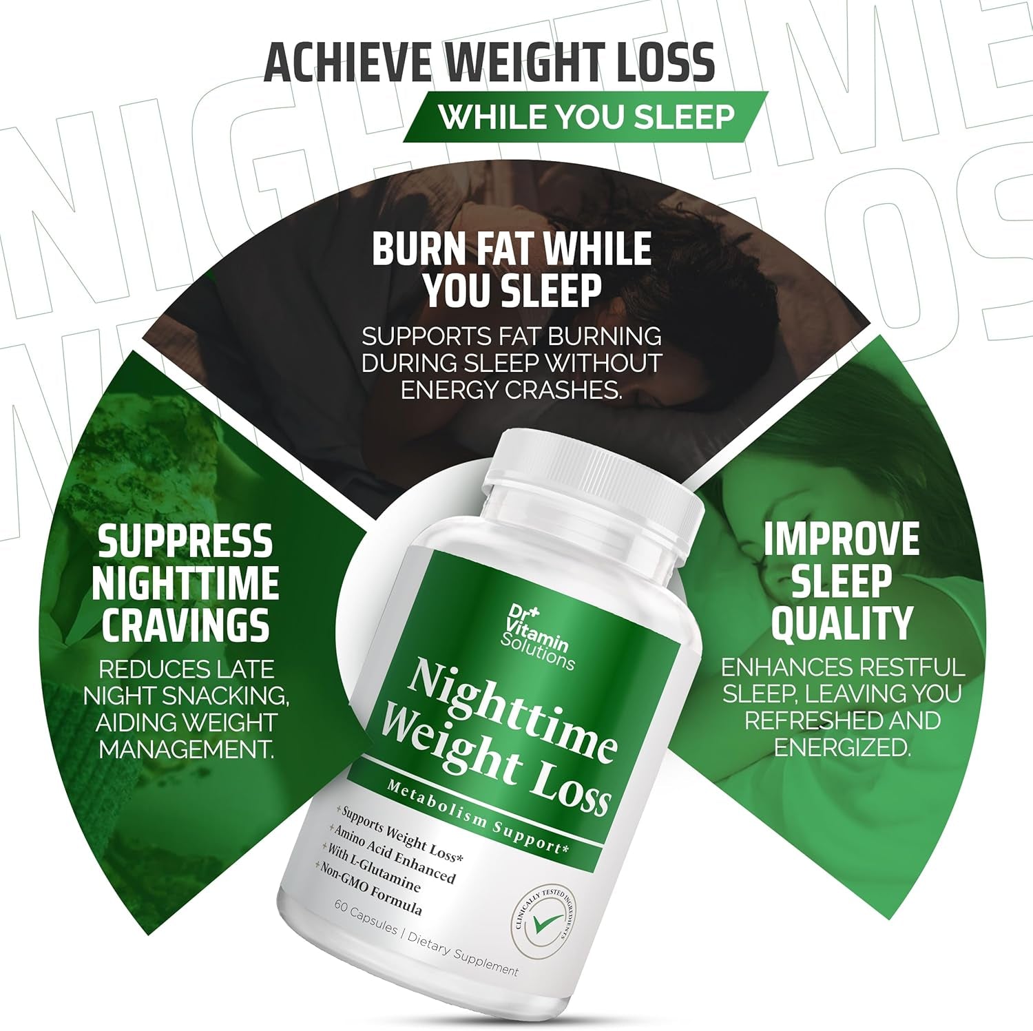 Nighttime Fat Burner Supplements - Appetite Suppressants for Weight Loss - Night-Time Fat Burner for Women and Men Supporting Sleep & Relaxation - Weight Loss Pills - 60 Capsules