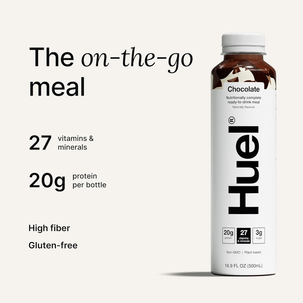 Ready-To-Drink | Chocolate Meal Replacement Drink | High Protein Drink | Nutritionally Complete, Low Sugar, High Fiber, Plant Based, Vegan, Healthy | 20G Protein per Bottle | 16.9 Fl Oz (12 Pack)