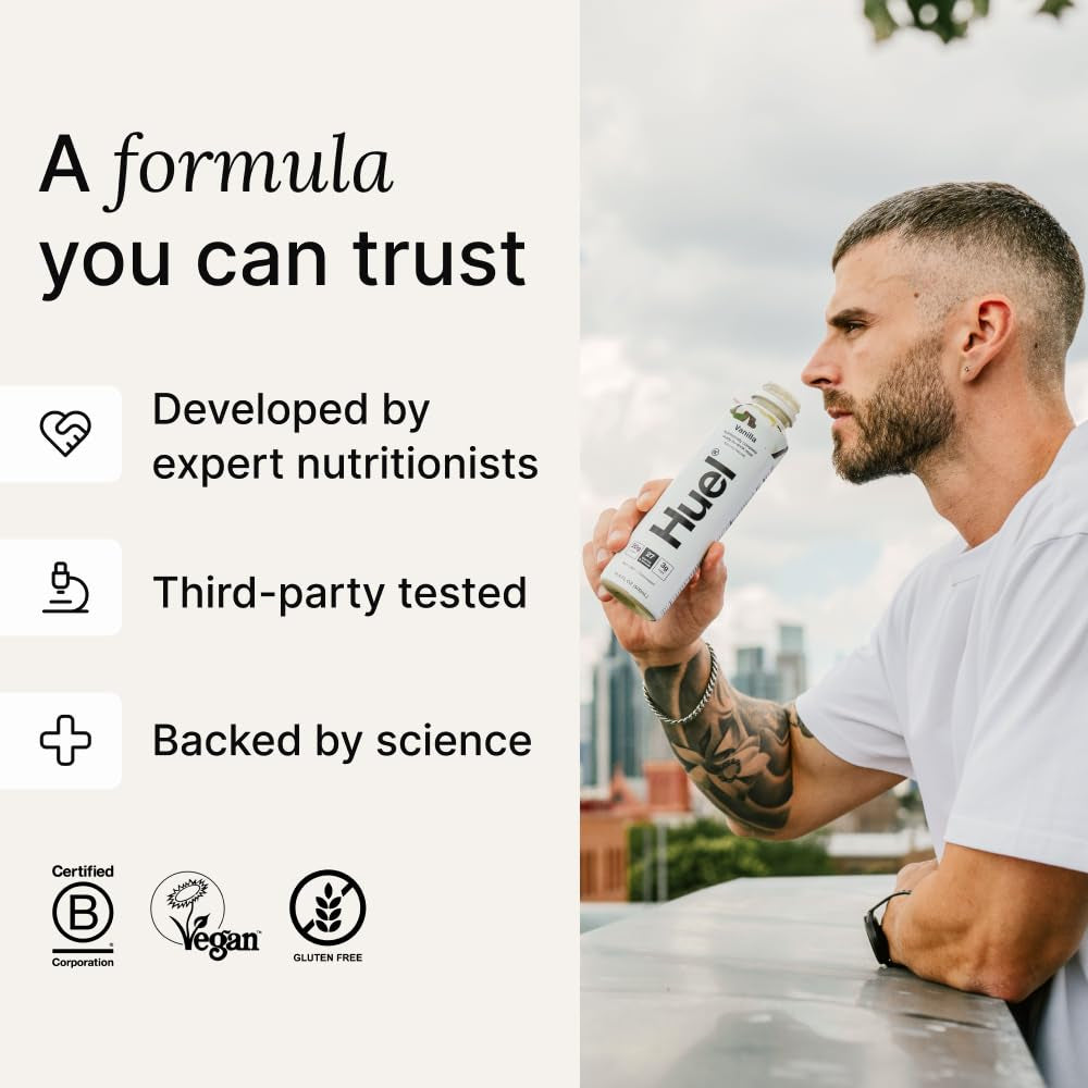 Ready-To-Drink | Chocolate Meal Replacement Drink | High Protein Drink | Nutritionally Complete, Low Sugar, High Fiber, Plant Based, Vegan, Healthy | 20G Protein per Bottle | 16.9 Fl Oz (12 Pack)