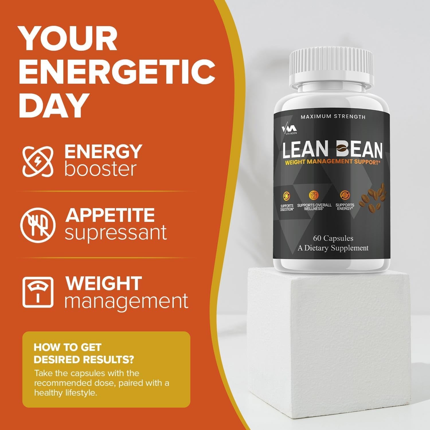 Lean Bean supplement (1 Pack) Lean Bean Advanced Formula Pills, Leanbean Support Supplement, Supports Overall Wellness, Maximum Strength (60 Capsules)