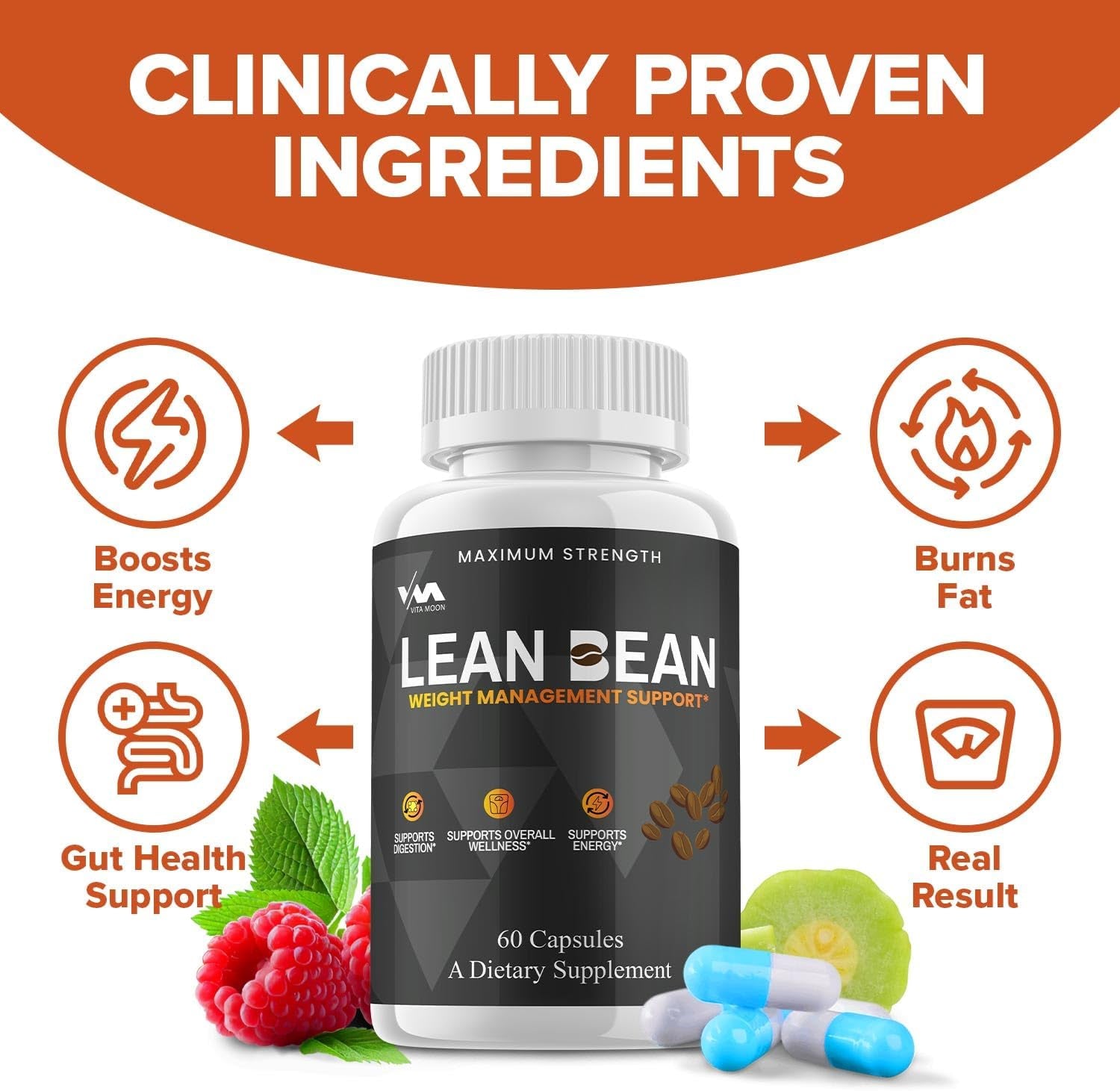 Lean Bean supplement (1 Pack) Lean Bean Advanced Formula Pills, Leanbean Support Supplement, Supports Overall Wellness, Maximum Strength (60 Capsules)