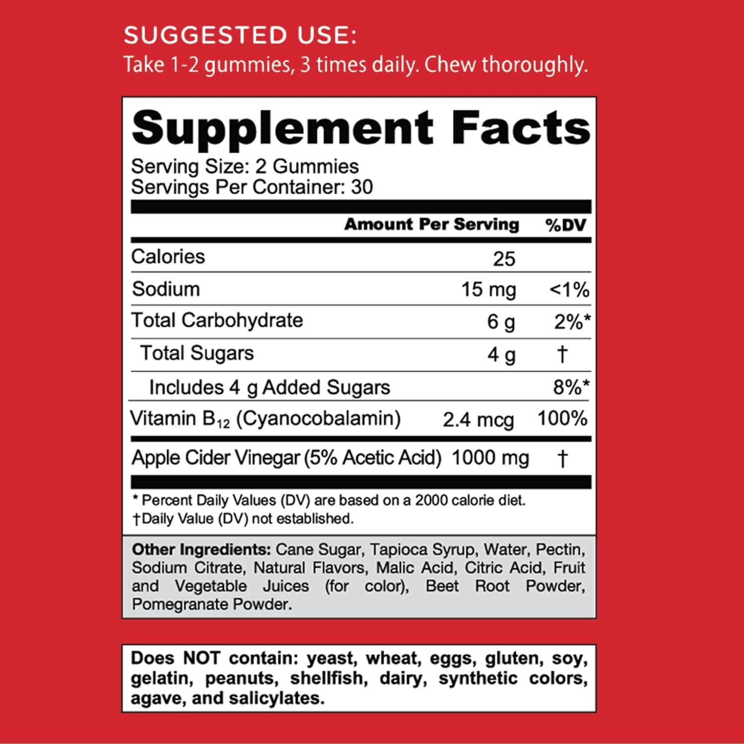Apple cider vinegar gummies Nutritional Supplement, Apple Cider Vinegar Gummy Vitamins Nutrition, 2 Pack of 60 Count