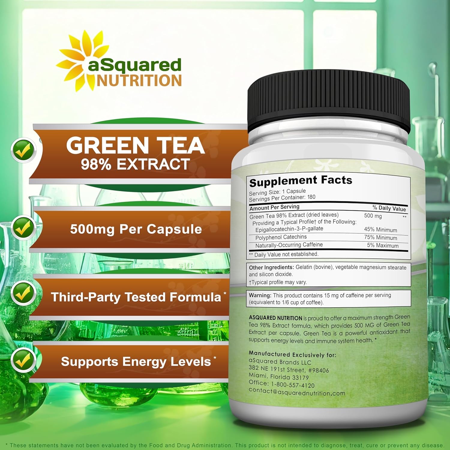  Green tea extract supplement Green Tea Extract with EGCG – 180 Capsules – 500Mg per Capsule – 75% Polyphenols, 45% EGCG – Antioxidant Support, Heart Health, Natural Detox – Low Caffeine Supplement