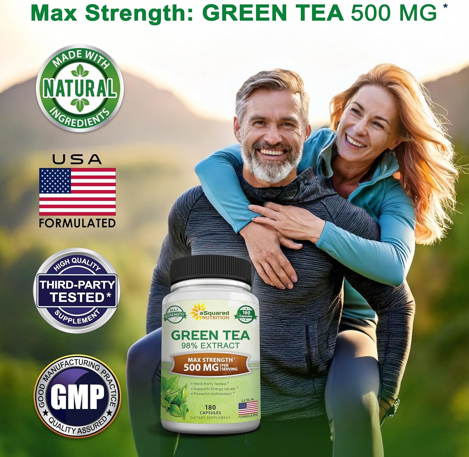  Green tea extract supplement Green Tea Extract with EGCG – 180 Capsules – 500Mg per Capsule – 75% Polyphenols, 45% EGCG – Antioxidant Support, Heart Health, Natural Detox – Low Caffeine Supplement
